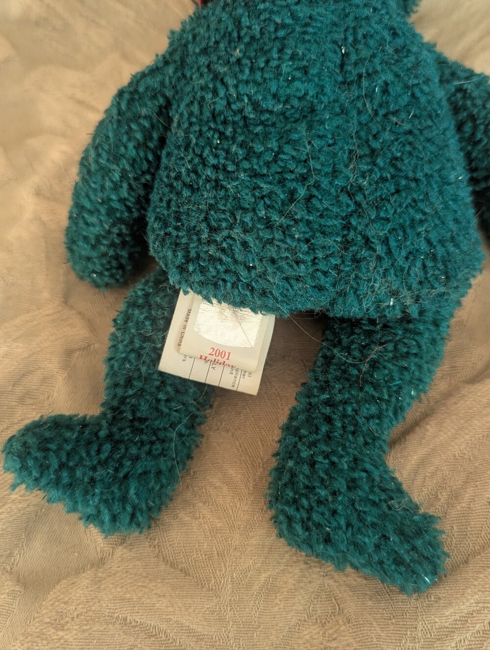 Ty Beanie Baby 2001 Holiday Teddy - Green Sparkle Christmas Bear Retired - Picture 7 of 9